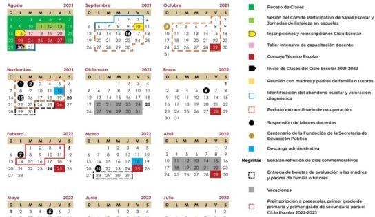 Calendario Escolar Querétaro 2021-2022