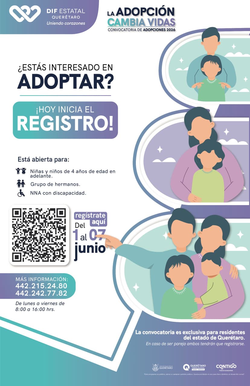 DIF Querétaro abre Convocatoria de Adopción para niños mayores de 4 años